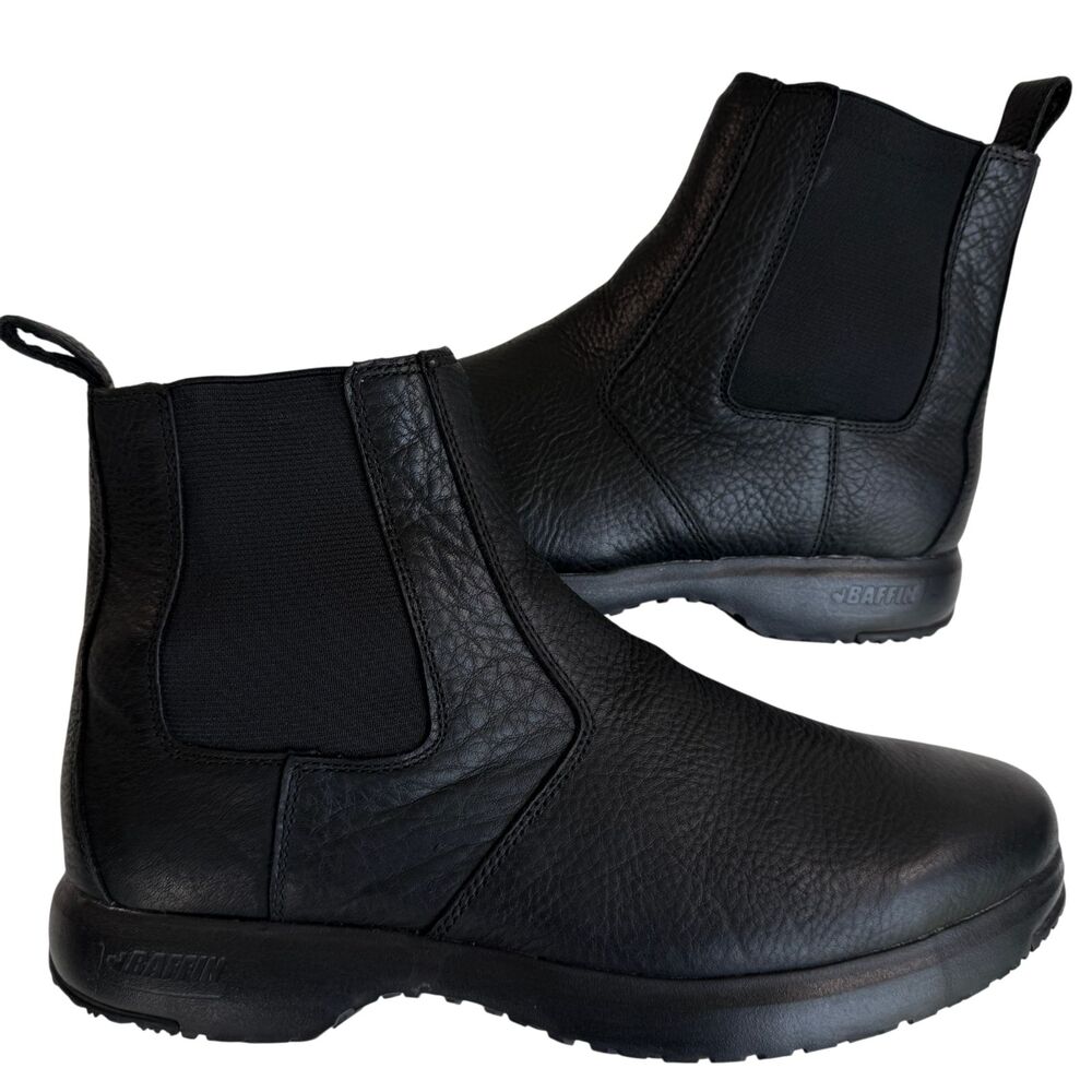 Baffin Bahamas Slip-On Light Black Pebbled leather Chelsea Boot Size 10.5